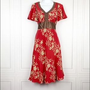 Anthropologie | Maeve Floral 100% Silk Dress Sz 2